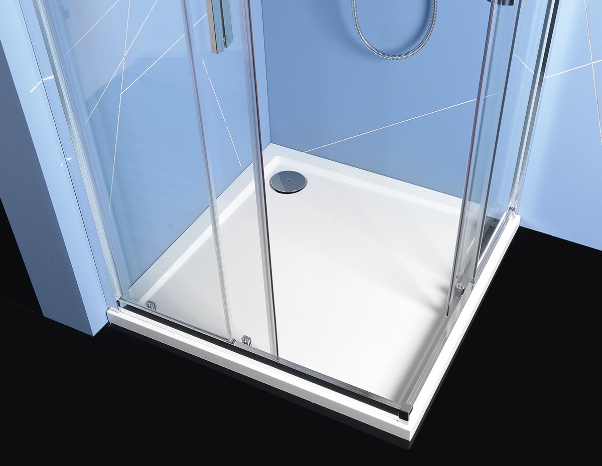 Polysan EASY čtvercová sprchová zástěna 800x800mm, čiré sklo, pohled shora na vaničku