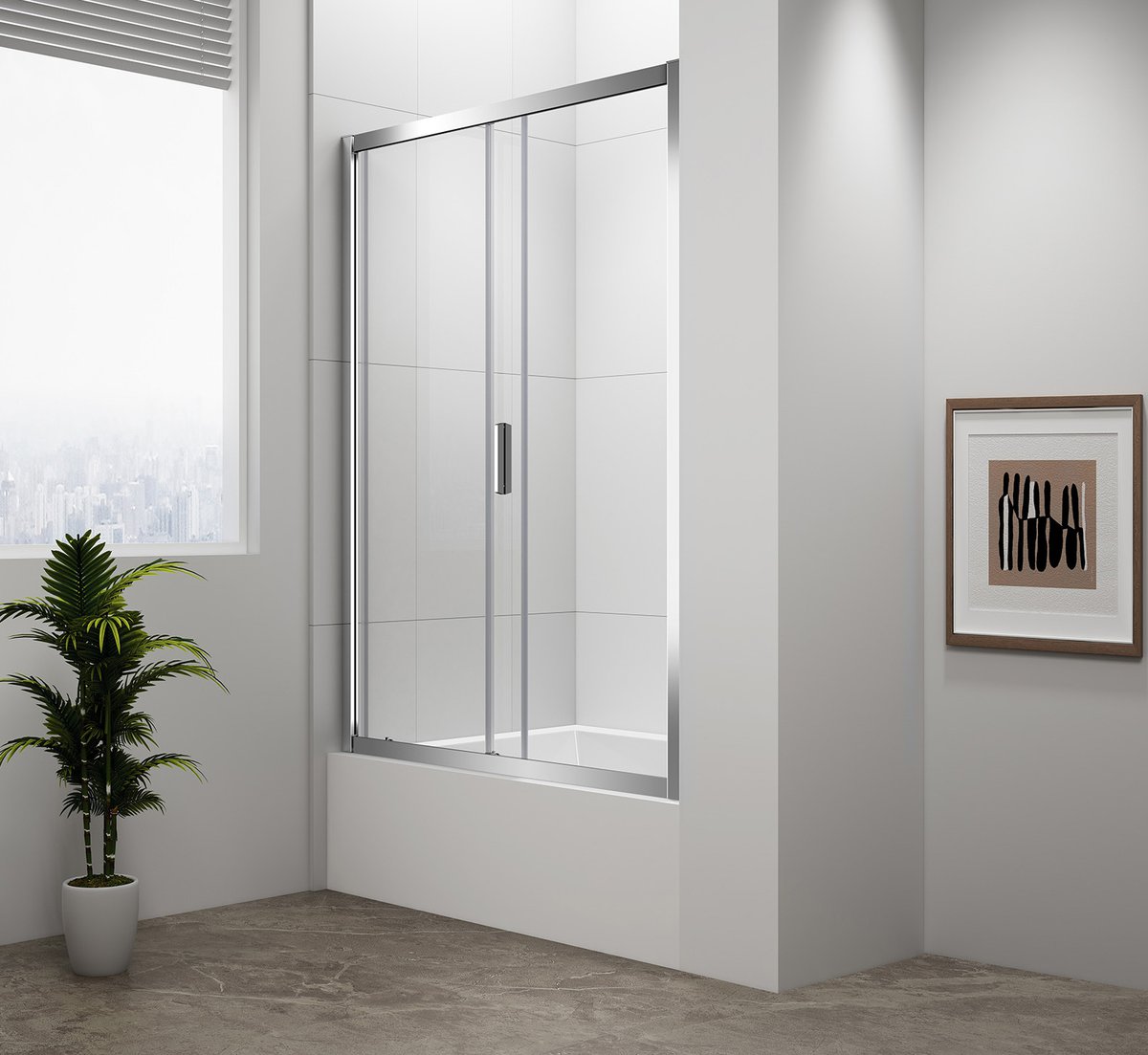 Polysan DEEP sprchové dveře 1200x1650mm, čiré sklo, u vany v koupelně