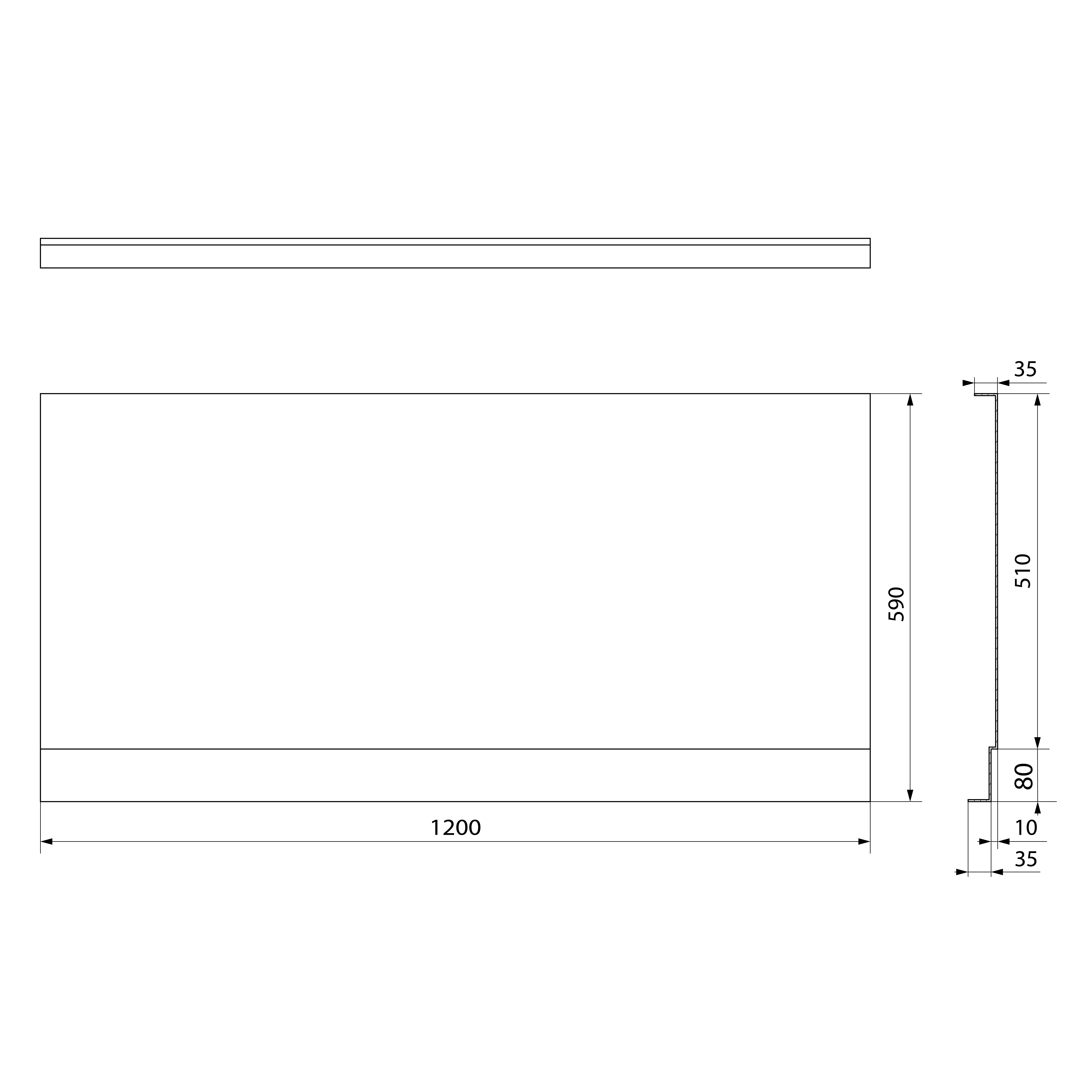 Polysan PLAIN NIKA panel 120x59cm, technický nákres