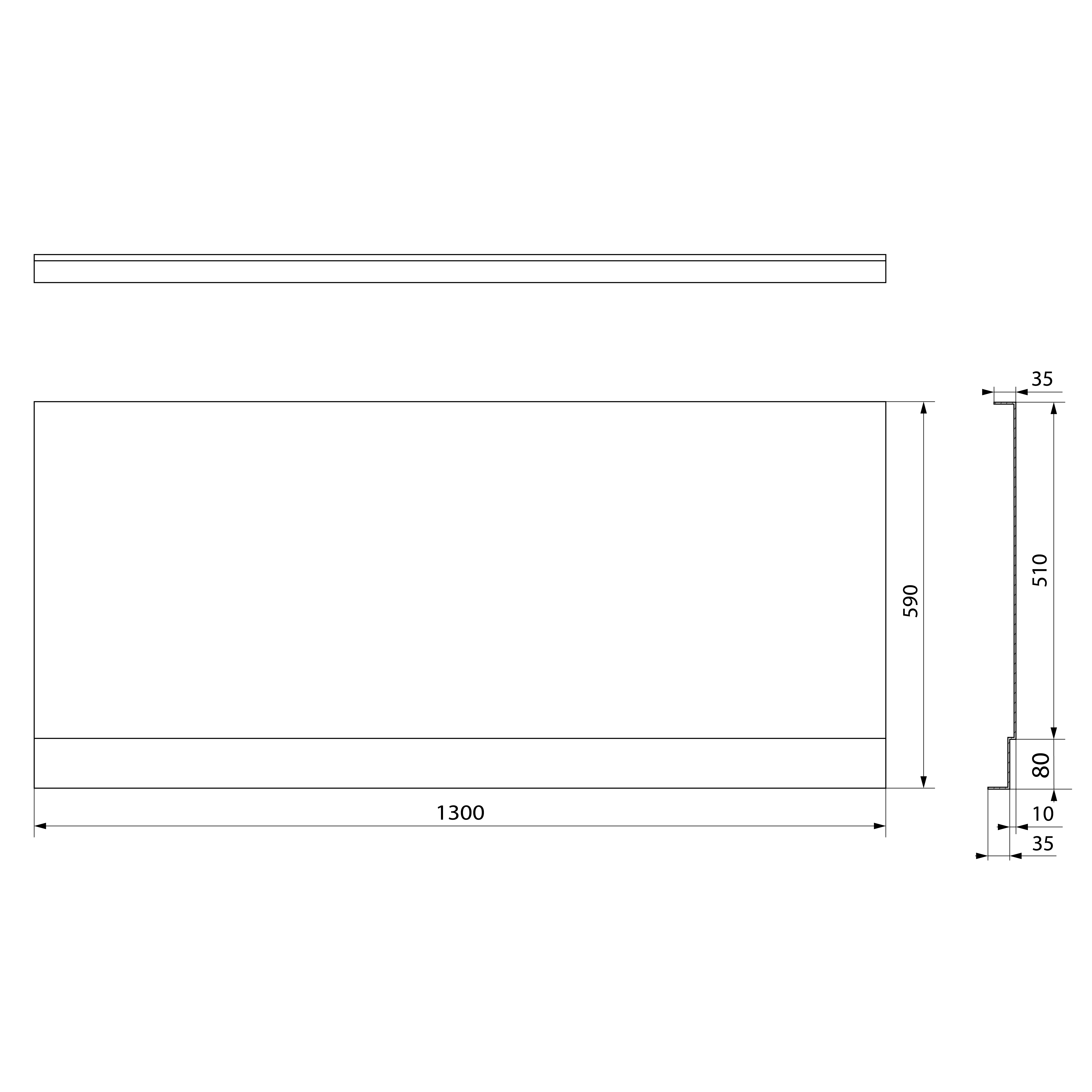 Polysan PLAIN NIKA panel 130x59cm, technický nákres