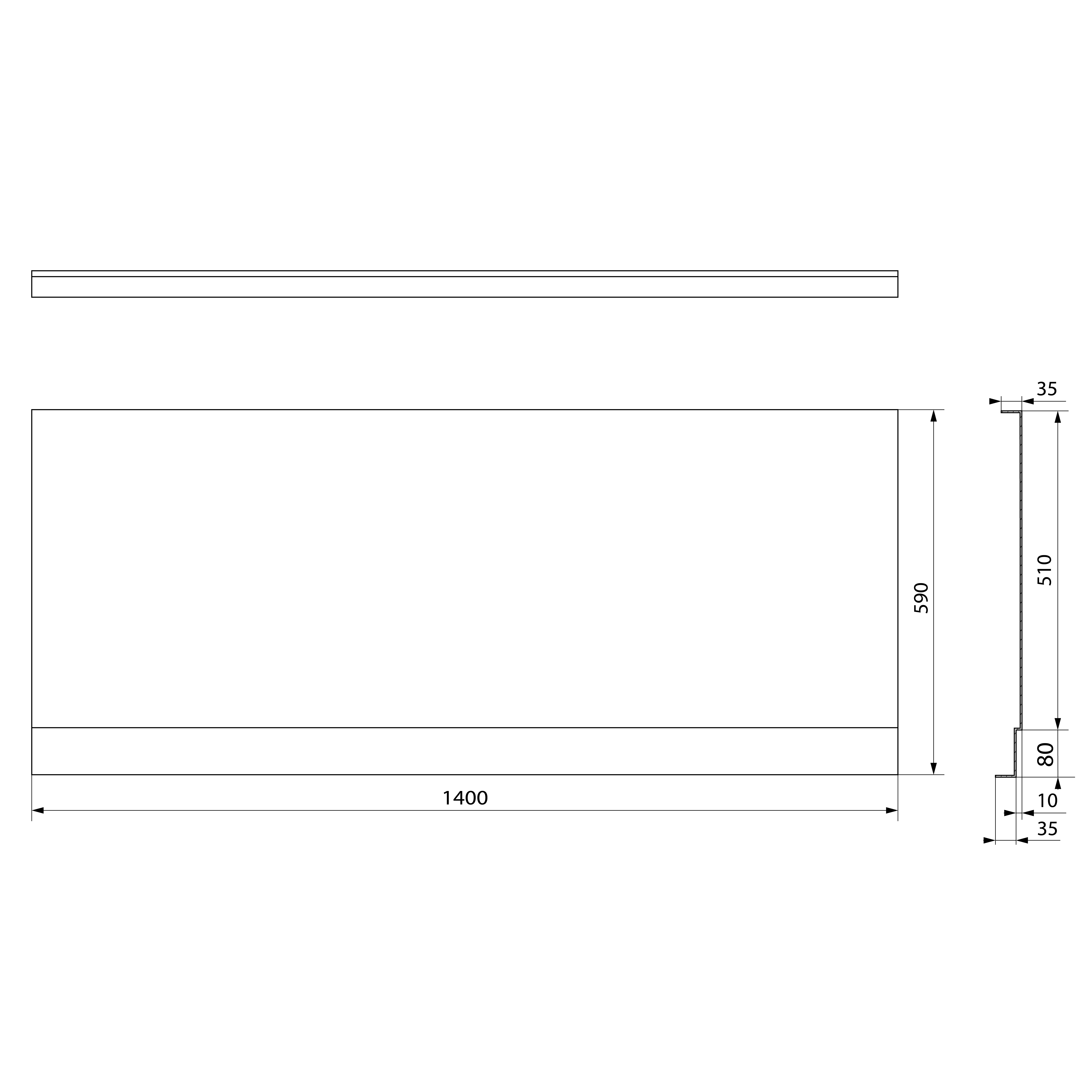 Polysan PLAIN NIKA panel 140x59cm, technický nákres