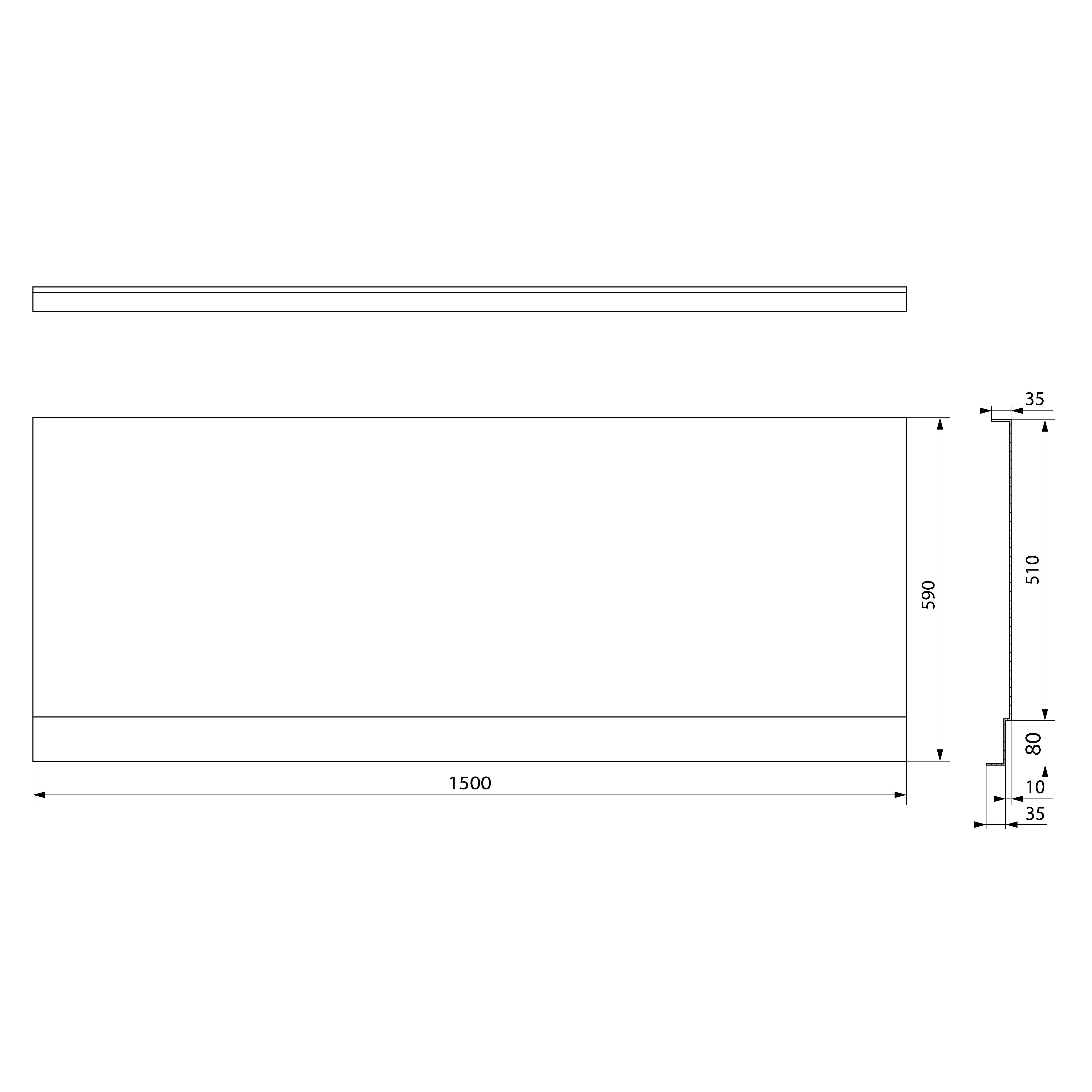 Polysan PLAIN NIKA panel 150x59cm, technický nákres