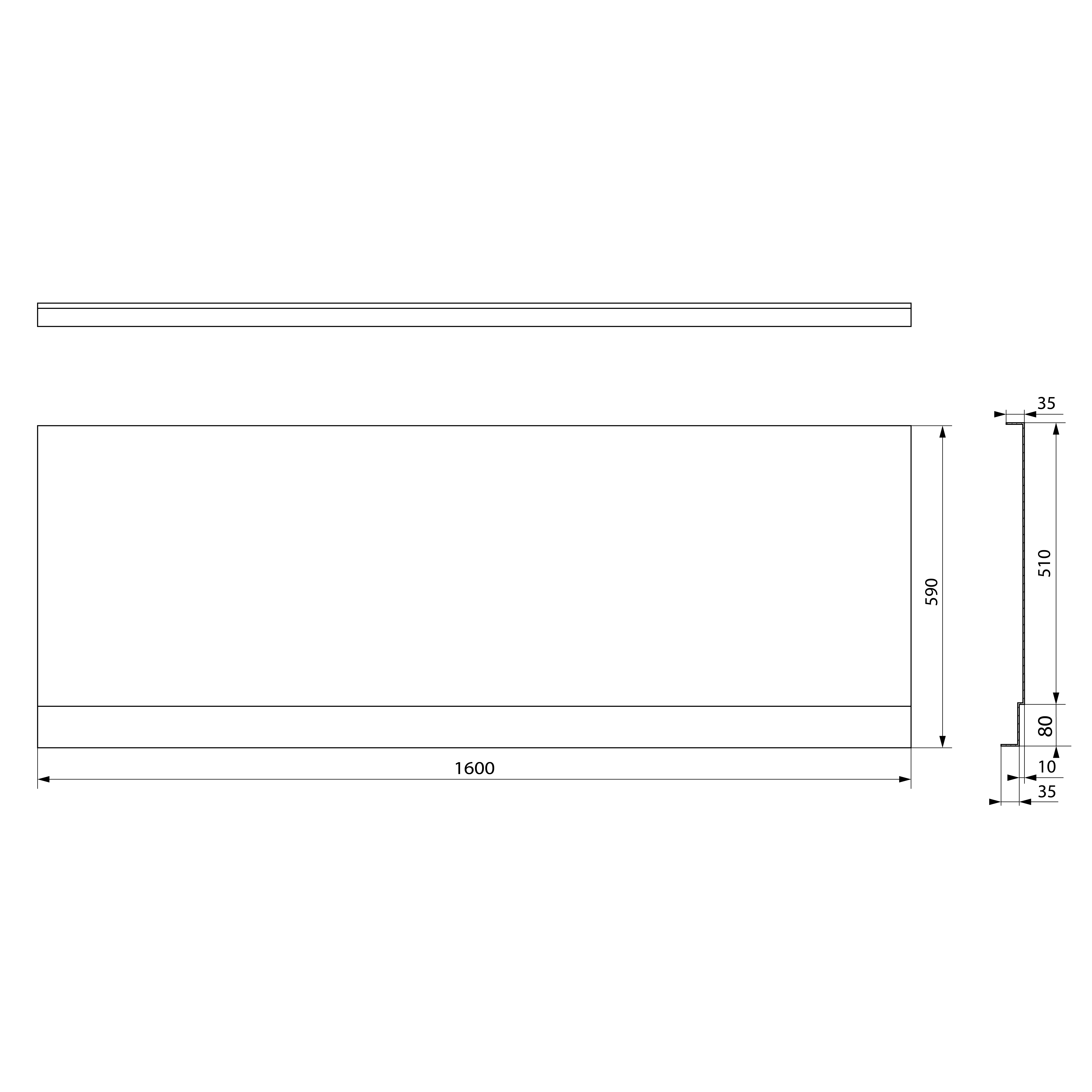 Polysan PLAIN NIKA panel 160x59cm, technický nákres