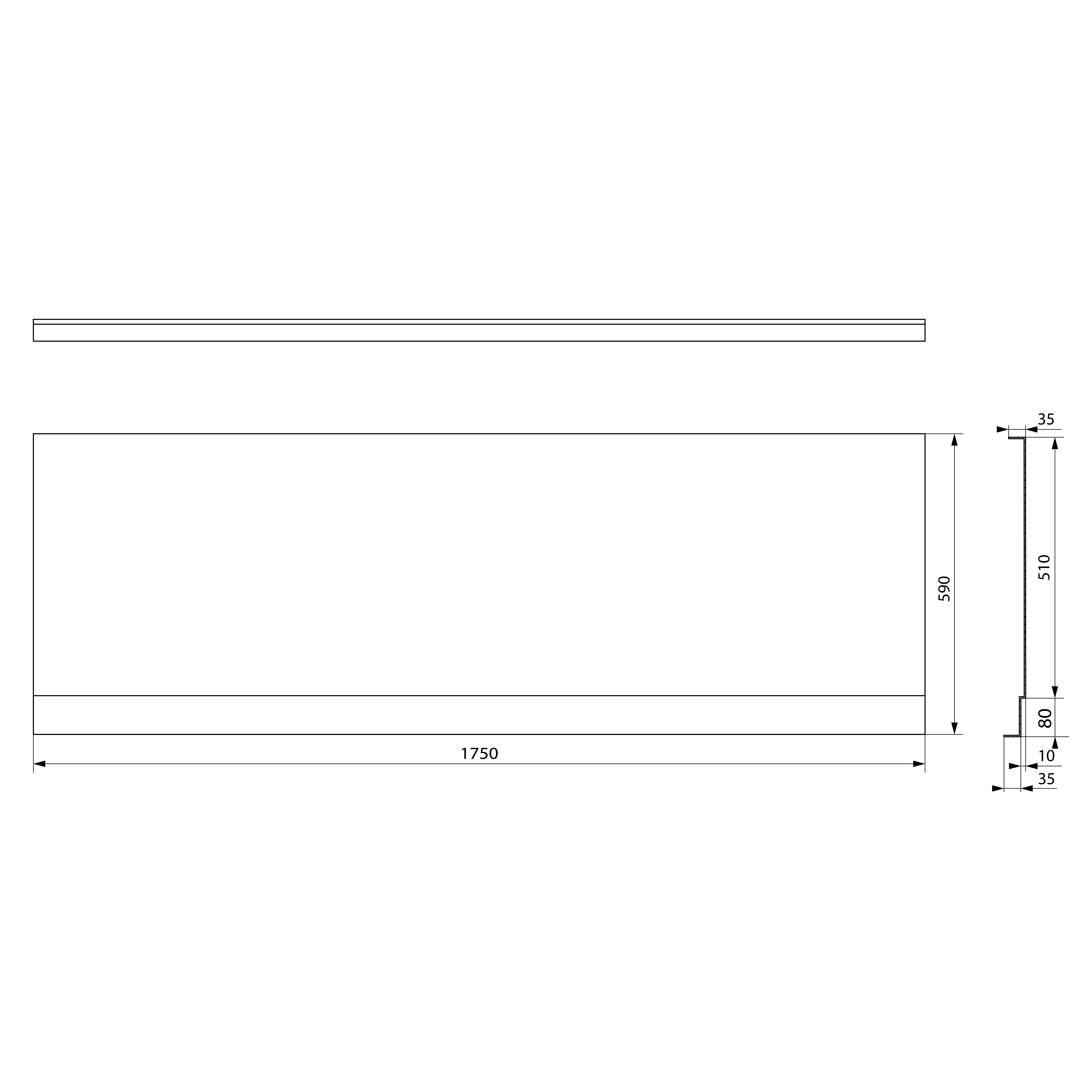 Polysan PLAIN NIKA panel 175x59cm, technický nákres