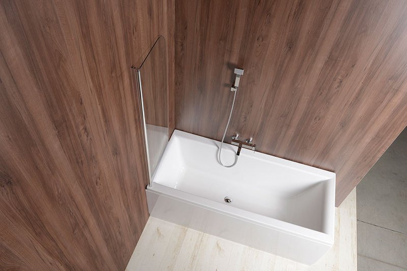 Aqualine VILMA vanová zástěna 600x1400mm, chrom, čiré sklo, na vaně v koupelně