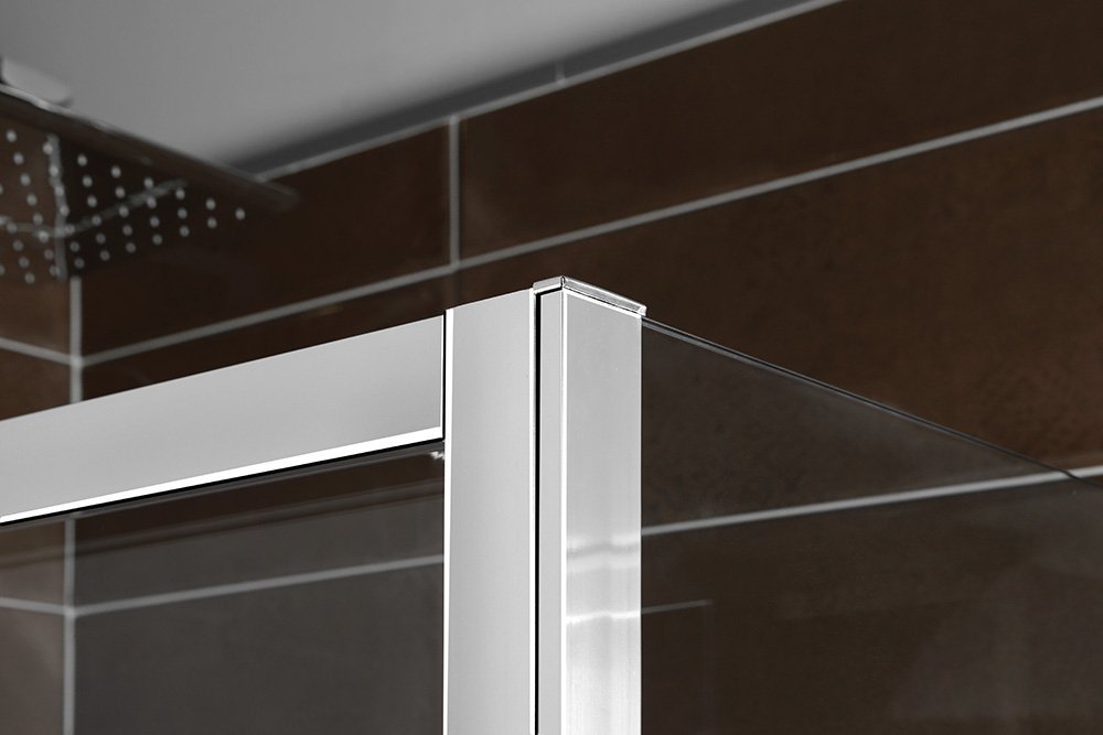 Polysan DEEP obdélníkový sprchový kout 1200x750mm L/P varianta, čiré sklo, detail horního rohu profilu