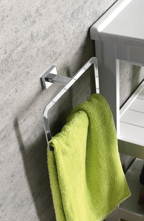 Aqualine APOLLO držák ručníků, chrom, s ručníkem na stěně