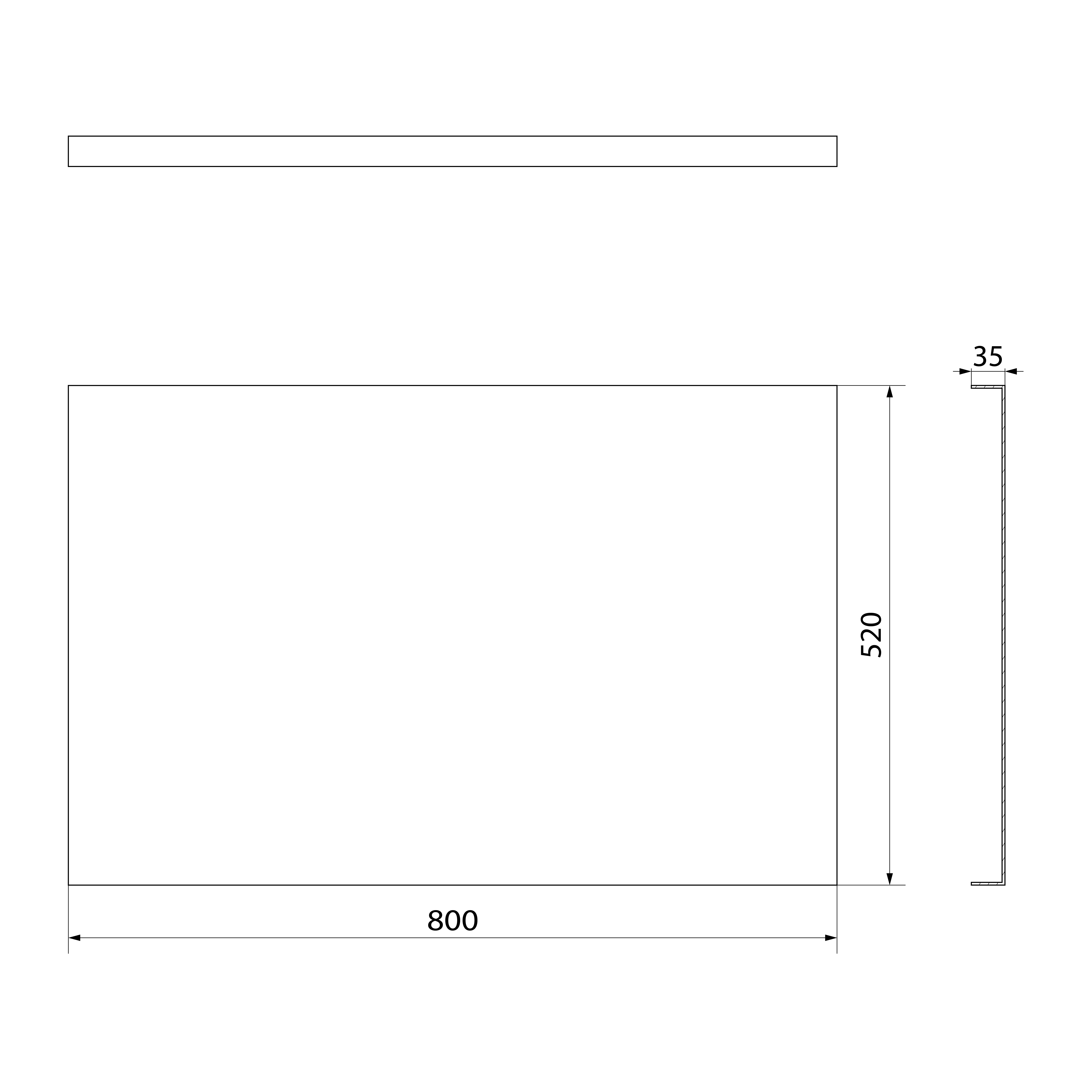 Polysan COUVERT panel boční 80x52cm, technický nákres