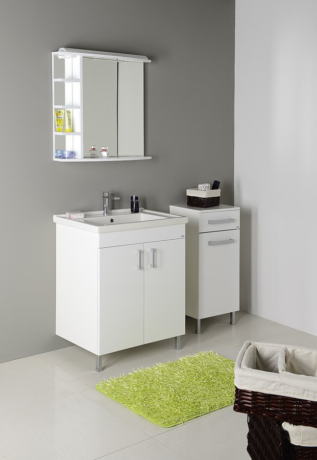 Aqualine VEGA skříňka spodní s košem 40x78x31cm, bílá, v koupelně