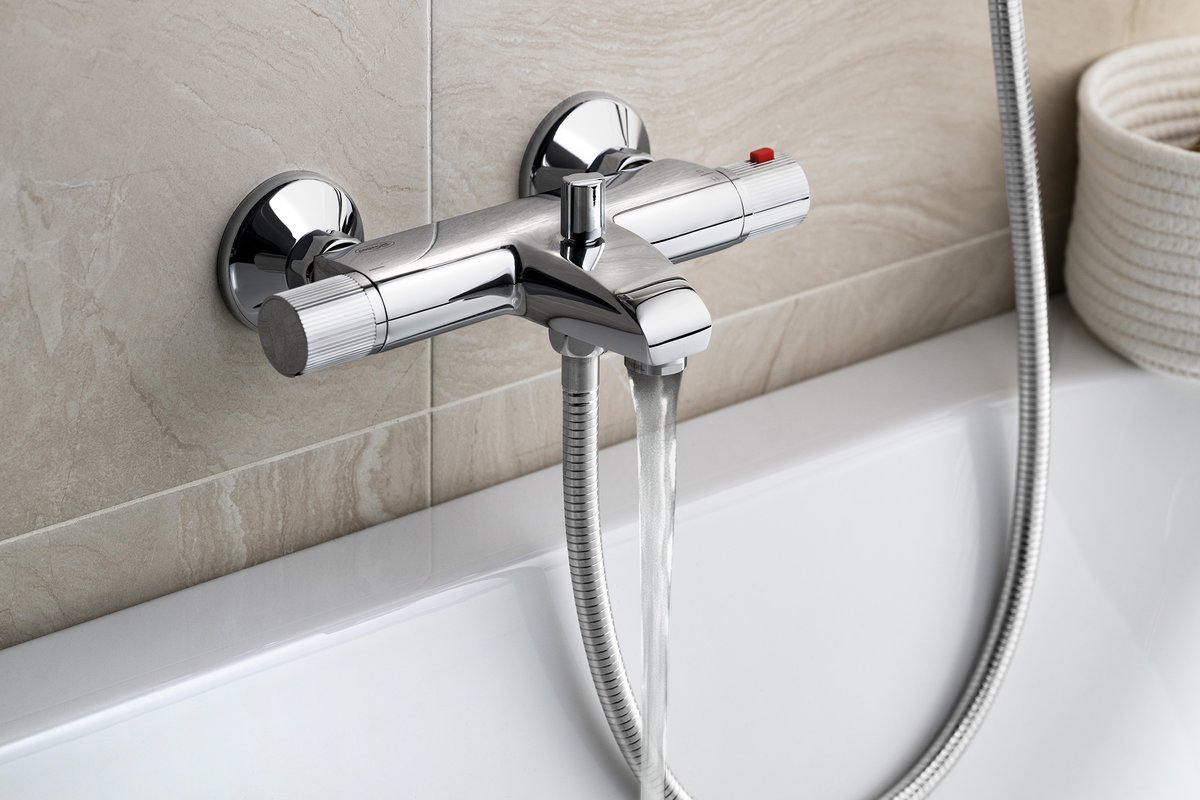 Aqualine ACTION nástěnná vanová termostatická baterie, chrom, na vaně