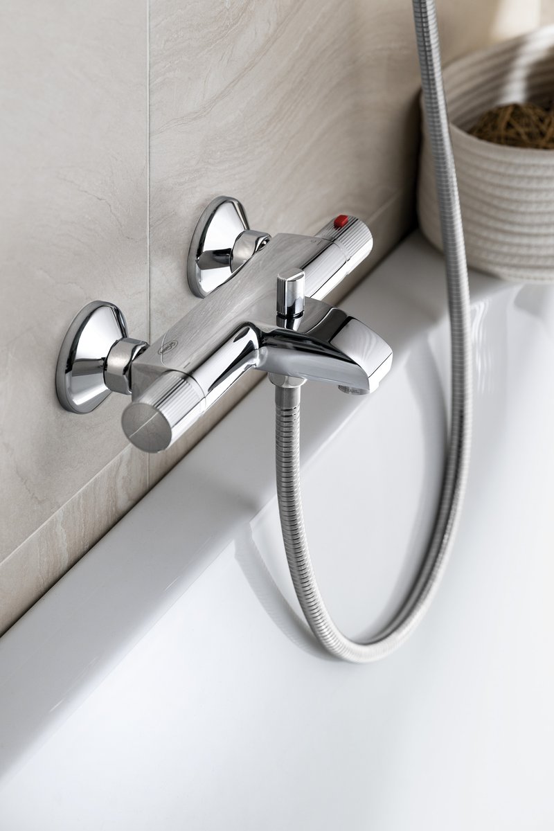 Aqualine ACTION nástěnná vanová termostatická baterie, chrom, na vaně se sprchou