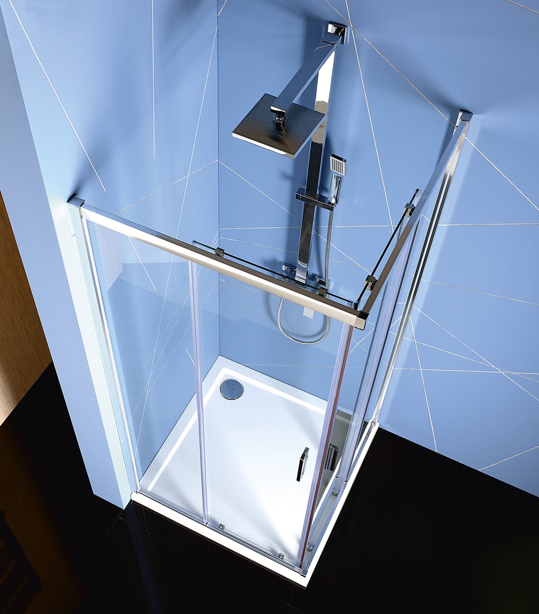Polysan EASY obdélníková sprchová zástěna 900x800mm, čiré sklo, pohled shora