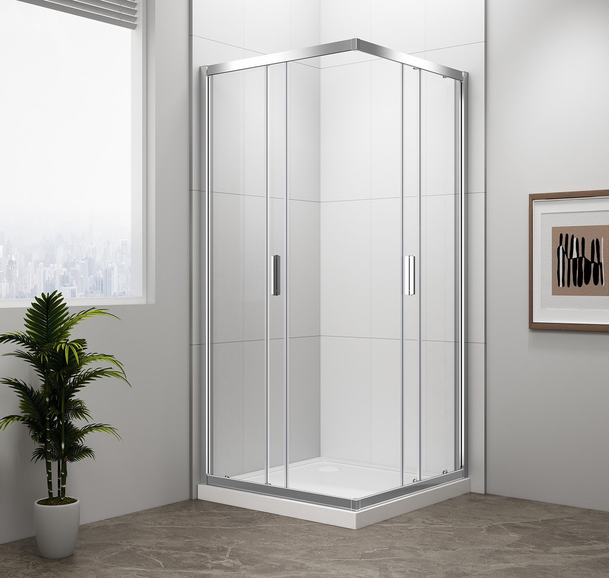 Polysan EASY obdélníková sprchová zástěna 900x800mm, čiré sklo, v koupelně